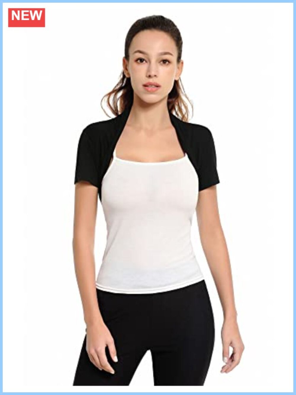 Women Short Sleeve Open Front Bolero Cropped Cardigan Shrug